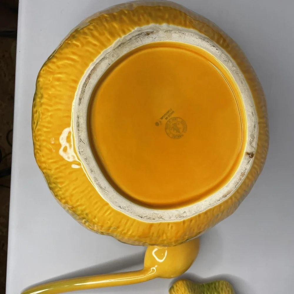 Bordallo Pinheiro Halloween Pumpkin Tureen w/Ladle Fall Decoration Portugal 10